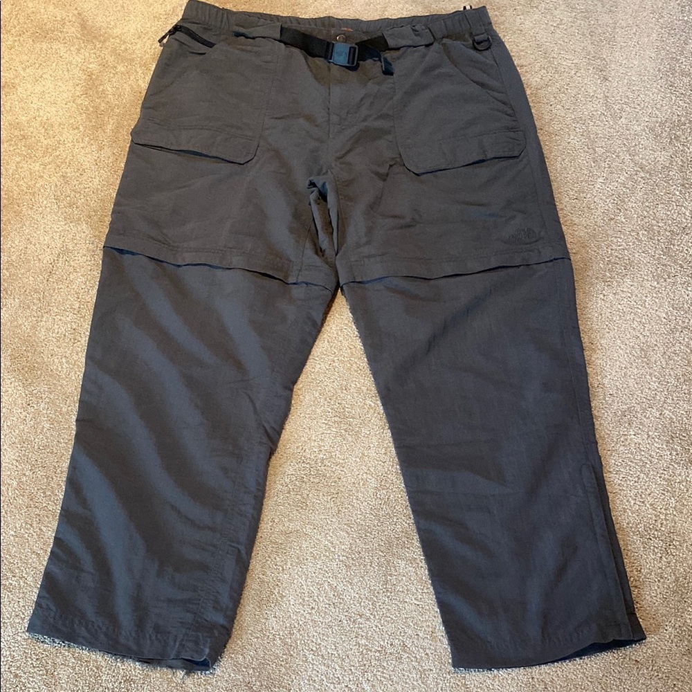 The North Face Nylon Cargo Buckle Pants/Shorts Full Zip Ankle Zip Gray Sz Xxl